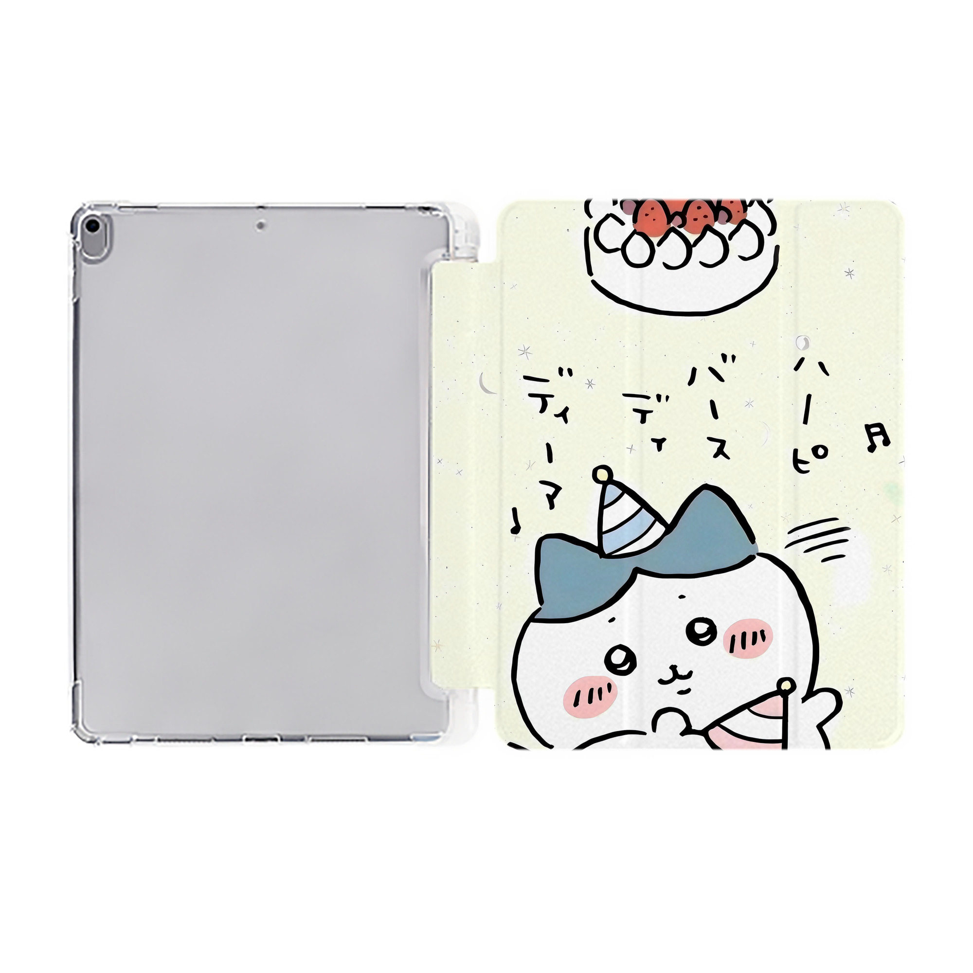 （画像用） ちいかわ Chii-kawa IPad ケース ペン収納付き 三つ折りスタンド PUレザー×シリコン 対応機種9.5/10.5/10.9インチ
